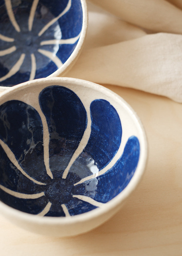 Bol fleuri - bleu nuit