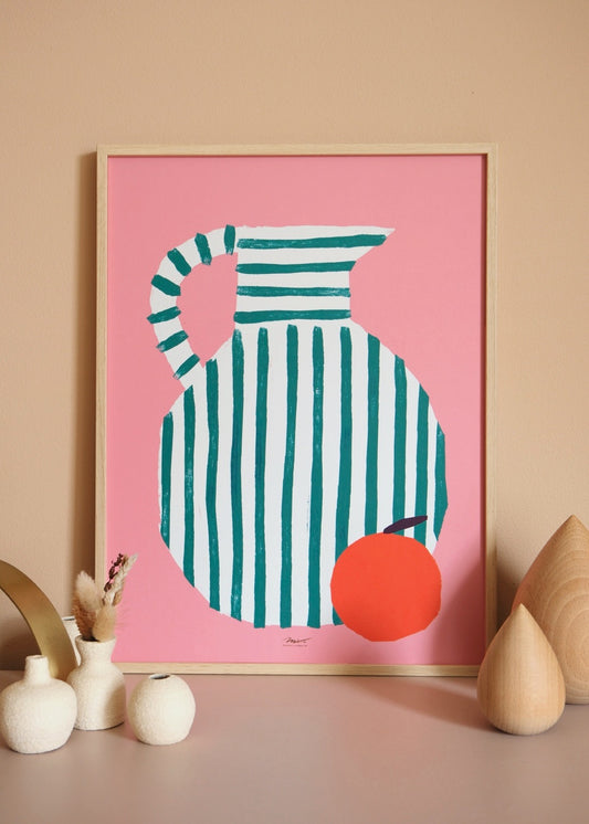 Affiche Vase rayé & orange