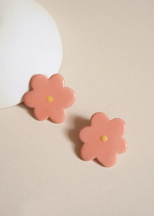 Boucles fleurs rose
