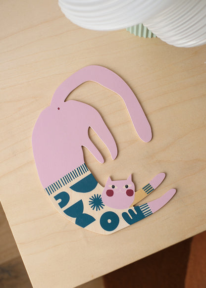 Le chat rose - déco murale