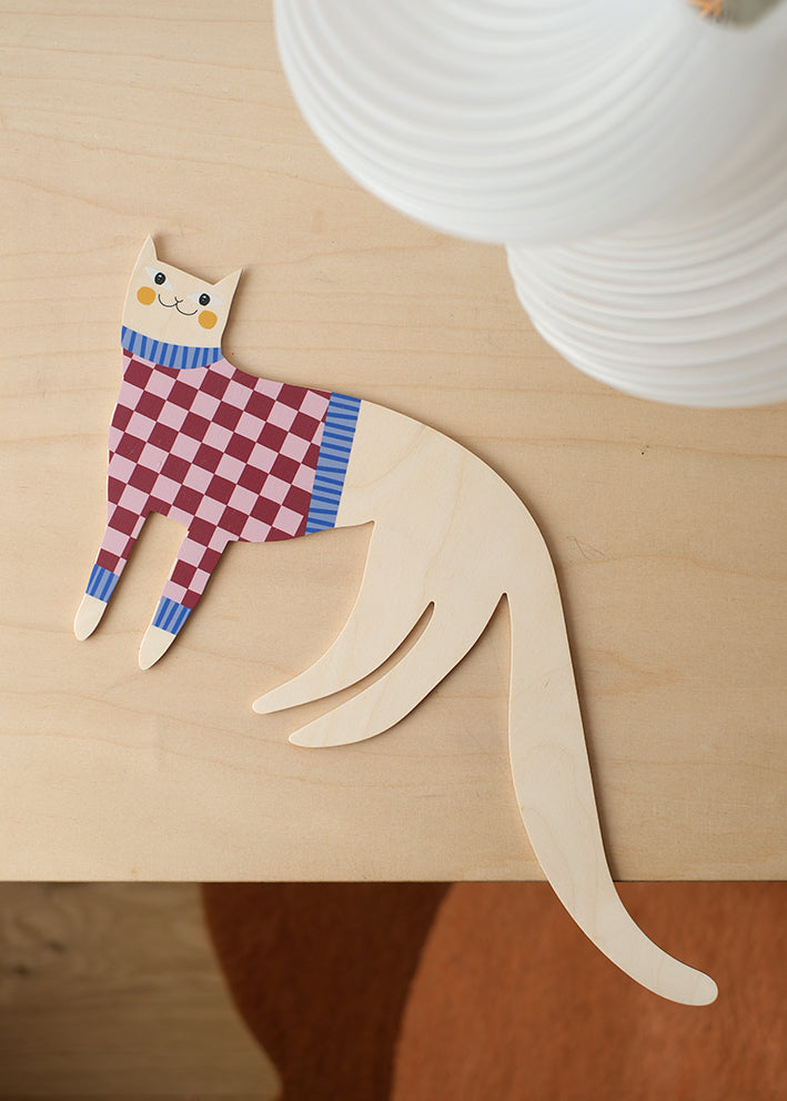 Le chat à carreaux - déco murale
